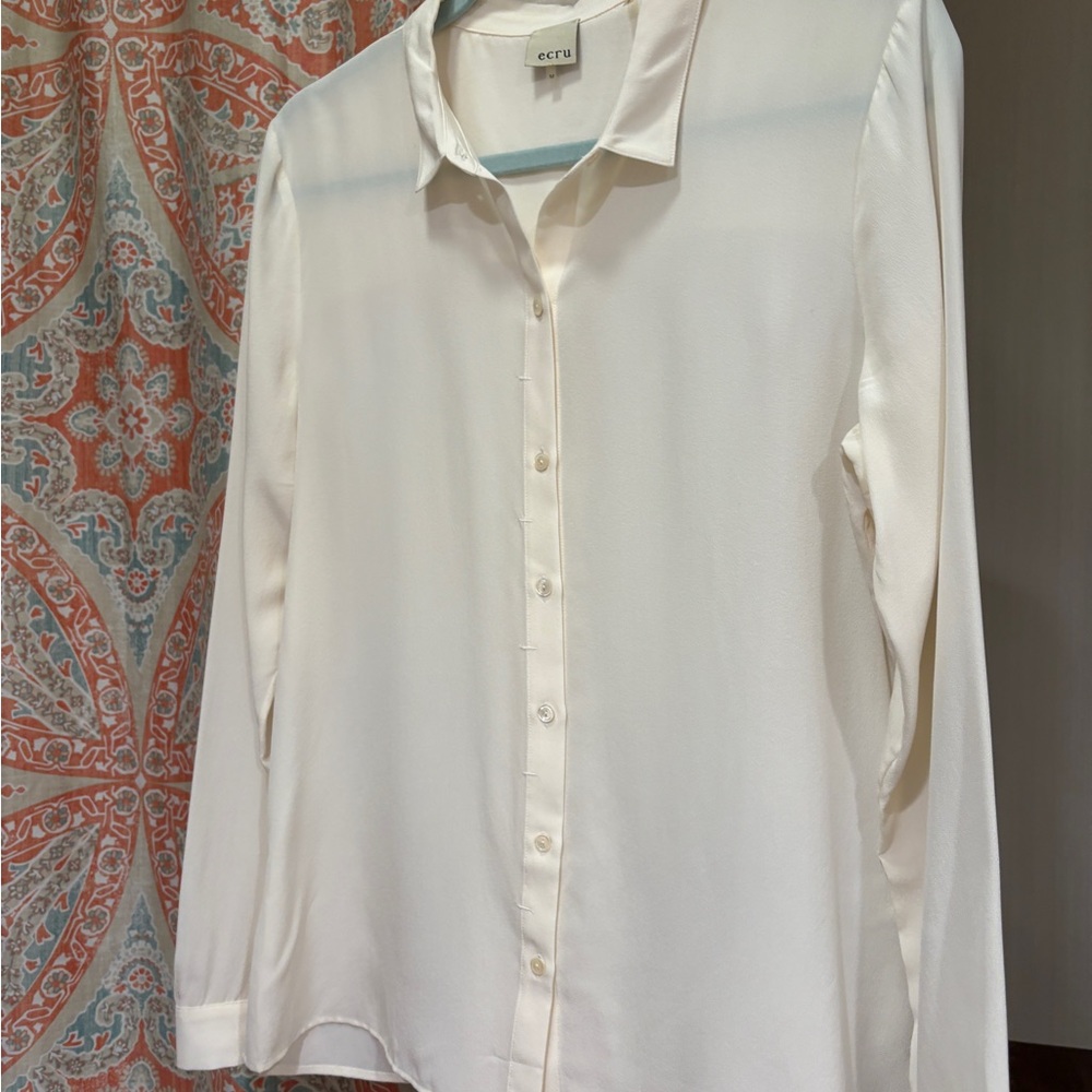 Ecru Button-Up Blouse